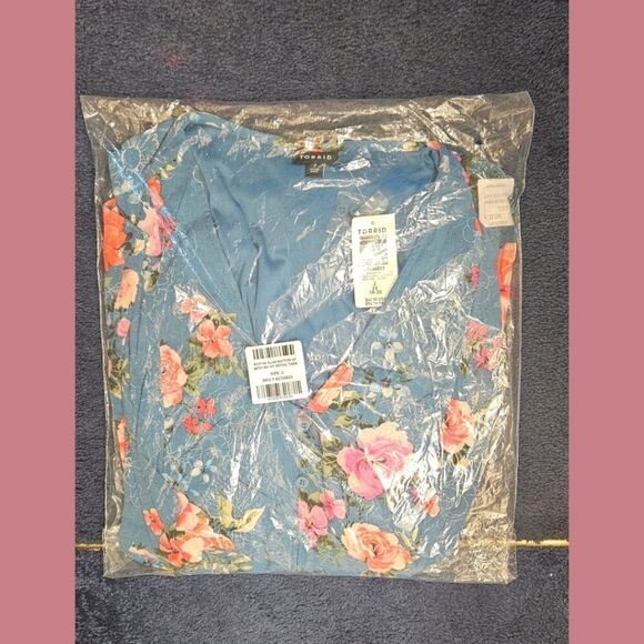 TORRID RAYON SLUB Button -Up With Waist Detail Floral Tank Top. Plus Size 2X - Picture 5 of 8